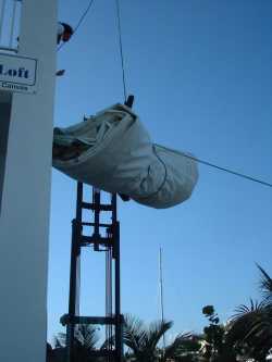 Hoisting a sail up